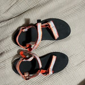 Teva Black Sandals with Orange Straps